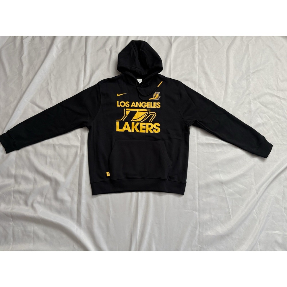 NEW Nike Los Angeles Lakers Pullover Hoodie LA Lakers Black Fleece Men's Large - Picture 2 of 8